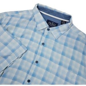 Nat Nast Luxury Originals Mens XL White Blue Button Up Silk Blend